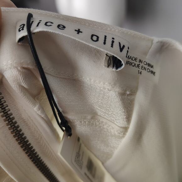 Alice + Olivia Diana Off White Sleeveless Structured Midi Dress Size 14 - Picture 5 of 16